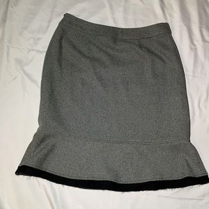 Versailles Gray, Black Tweed Skirt, Sheer Fabric Trim